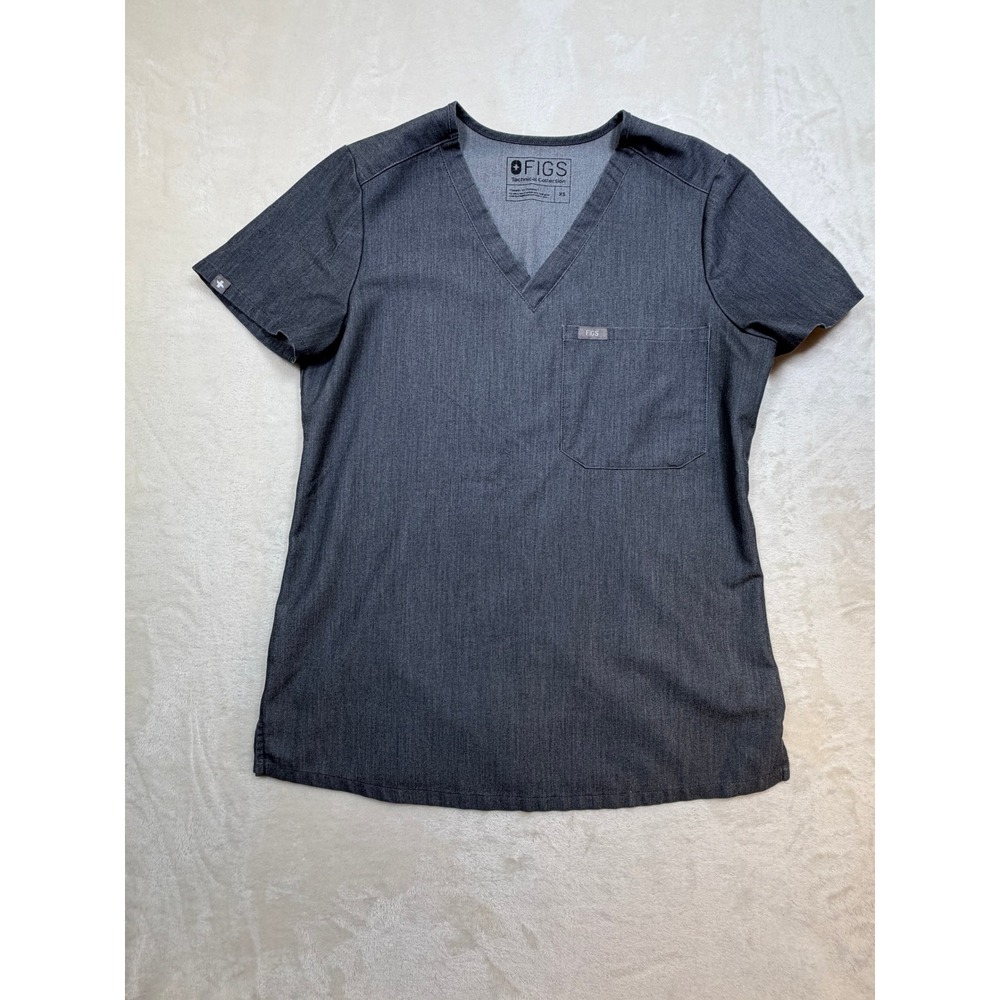 FIGS Gray Technical Collection V-Neck Scrub Top Women XS Excellent